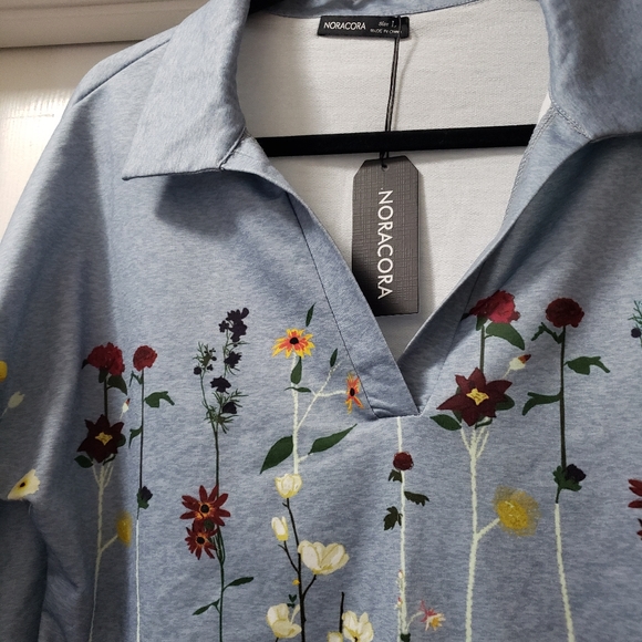 NoraCora L Long Sleeve Light Blue Blouse - Picture 6 of 12